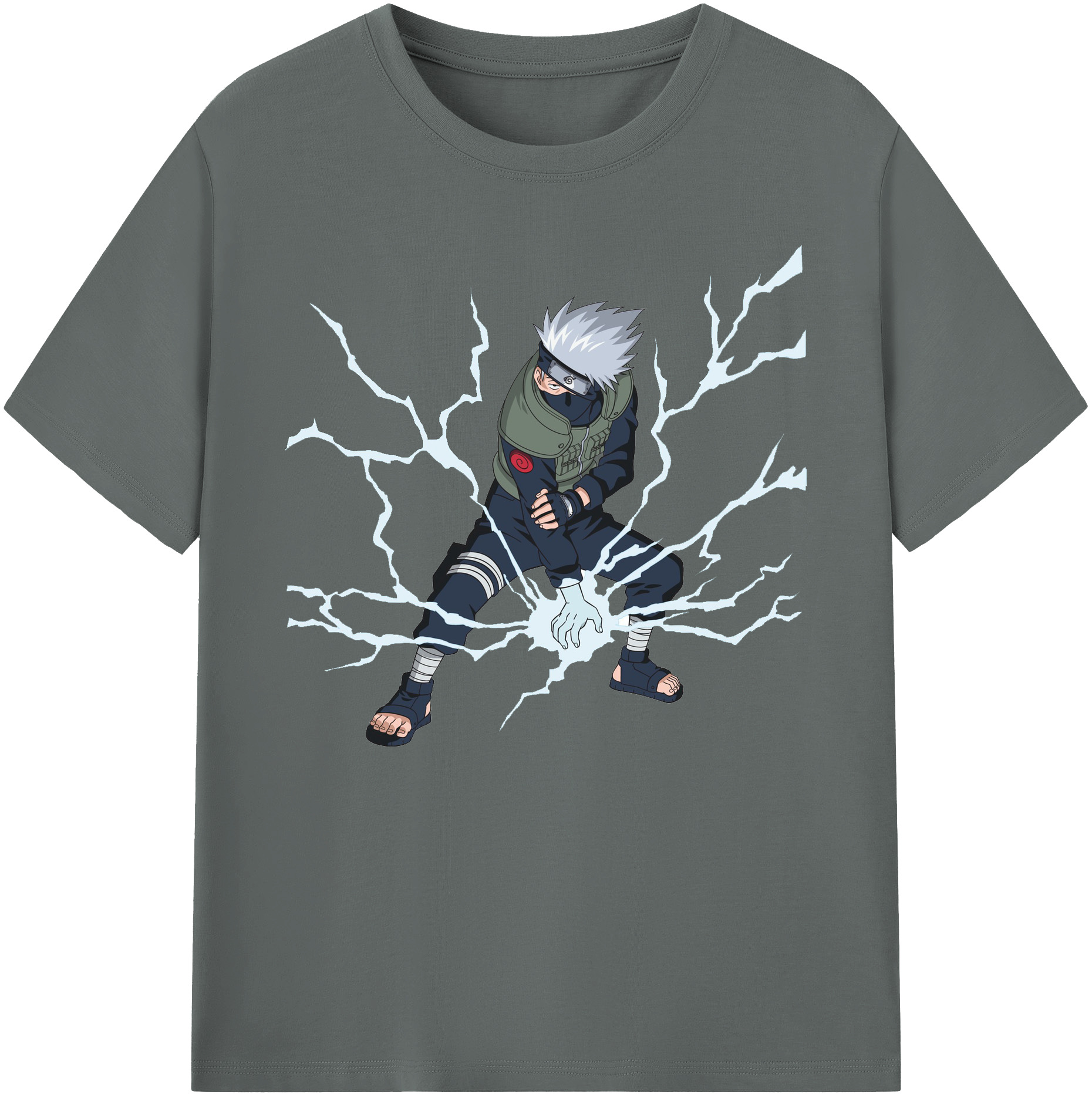 （画像用） NARUTO -ナルト- はたけ カカシ Hatake Kakashi 綿100％ メンズ半袖Tシャツ｜肌触りやわらか＆通気性